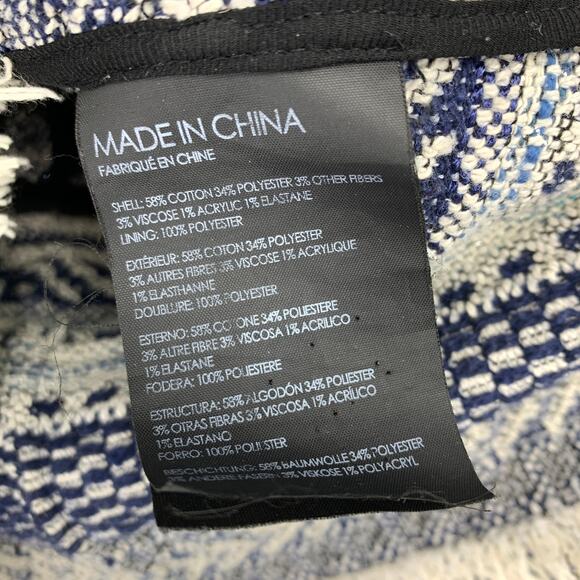 Club Monaco Full Zip Blazer Womens Size 4 Blue Cream Fringe Textured Striped - Picture 6 of 6